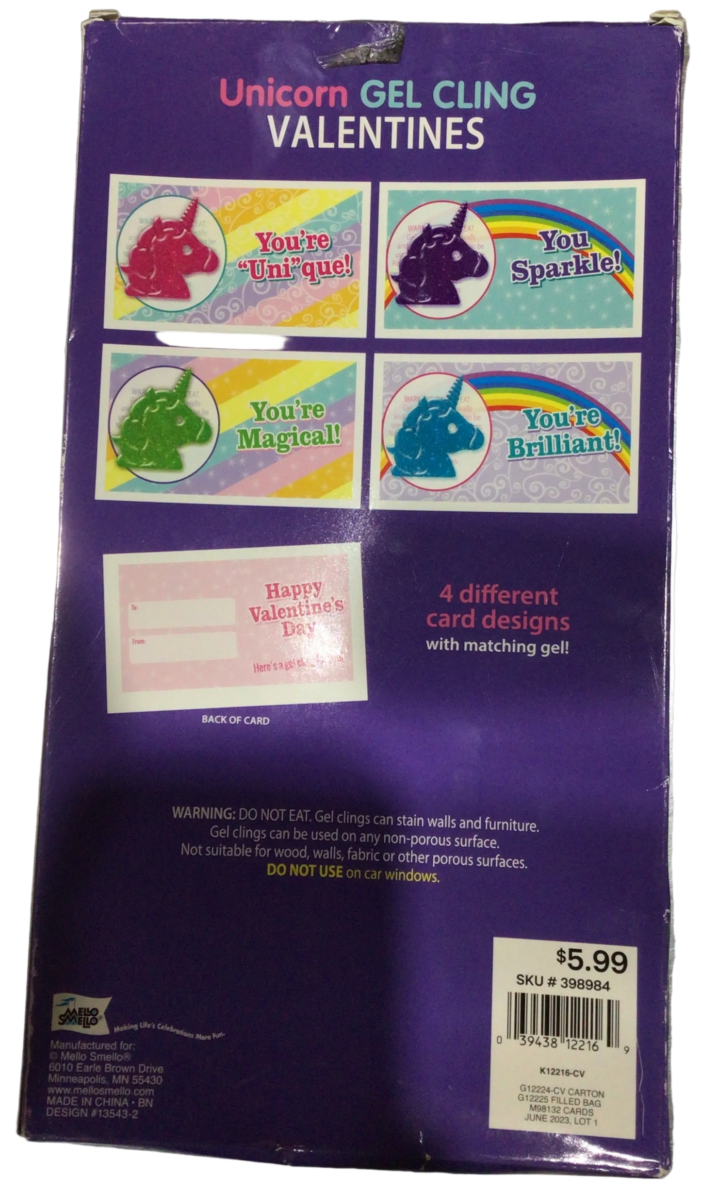 Stickers Valentines Unicornio gel