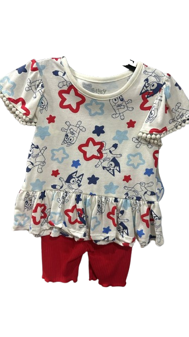 Conjunto Bluey Short Rojo Talla 3