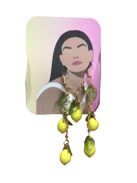 Set Aretes y Collar Limones