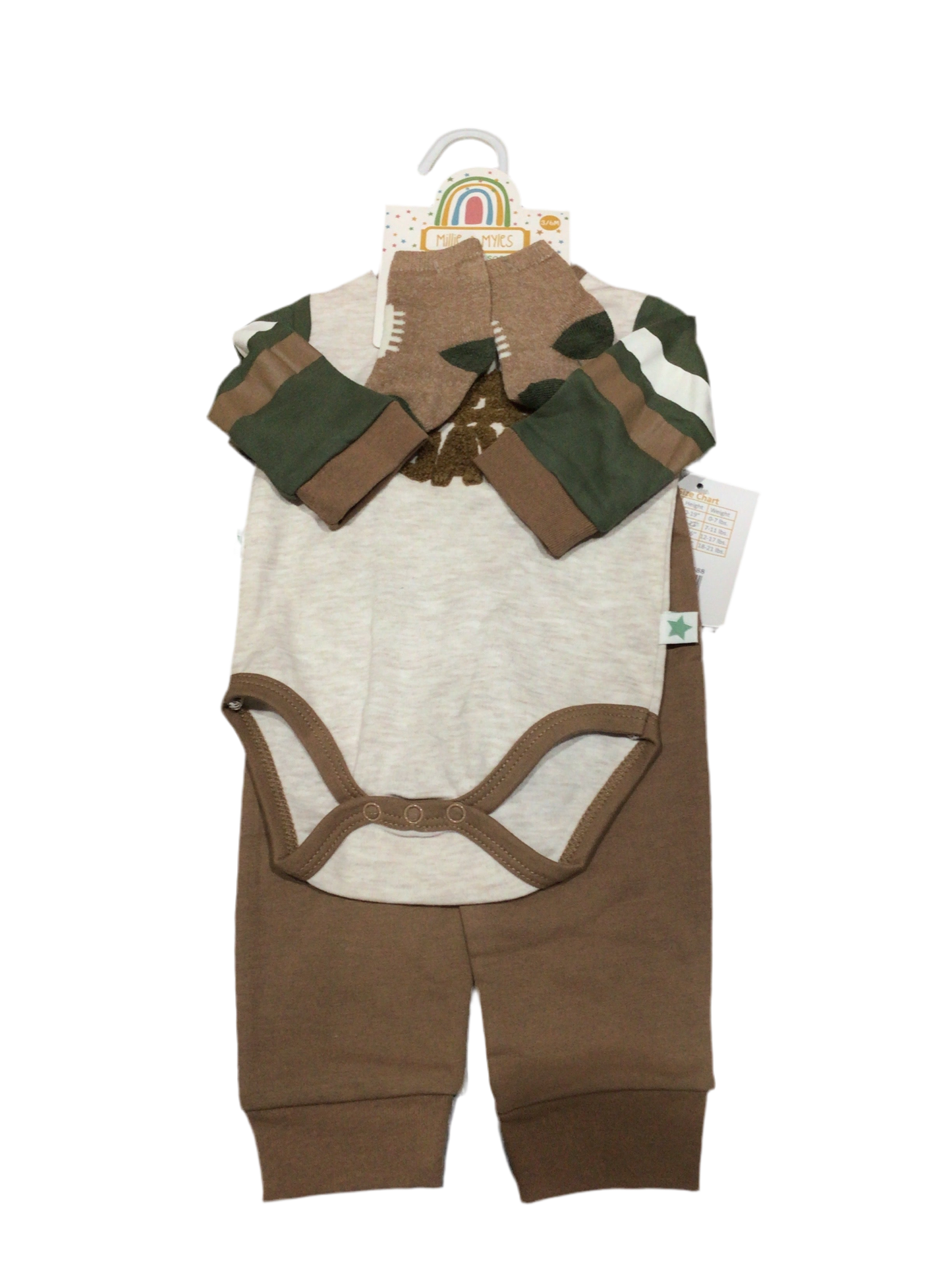 Conjunto Café con calcetines 3-6M