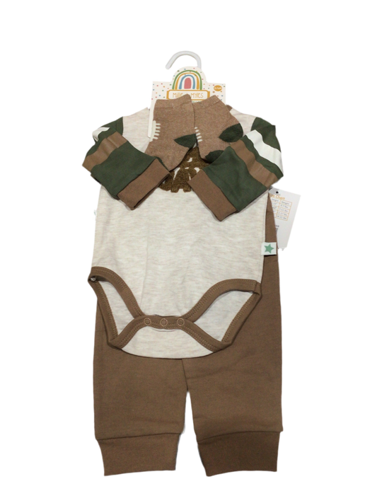 Conjunto Café con calcetines 3-6M