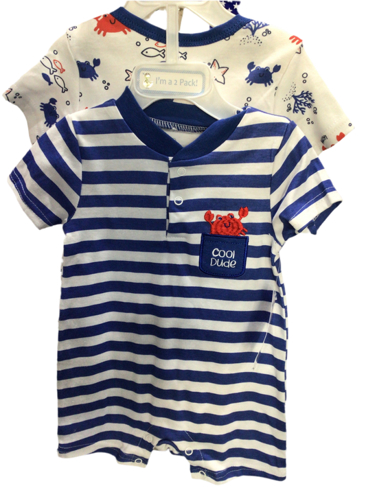 2pack Rompers Duck Duck Azul 0-3M