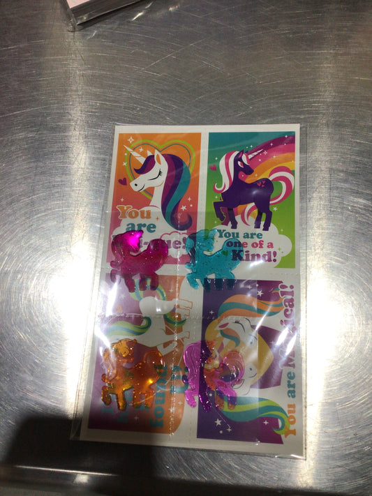 Stickers valentine’s unicorns individual paq 4