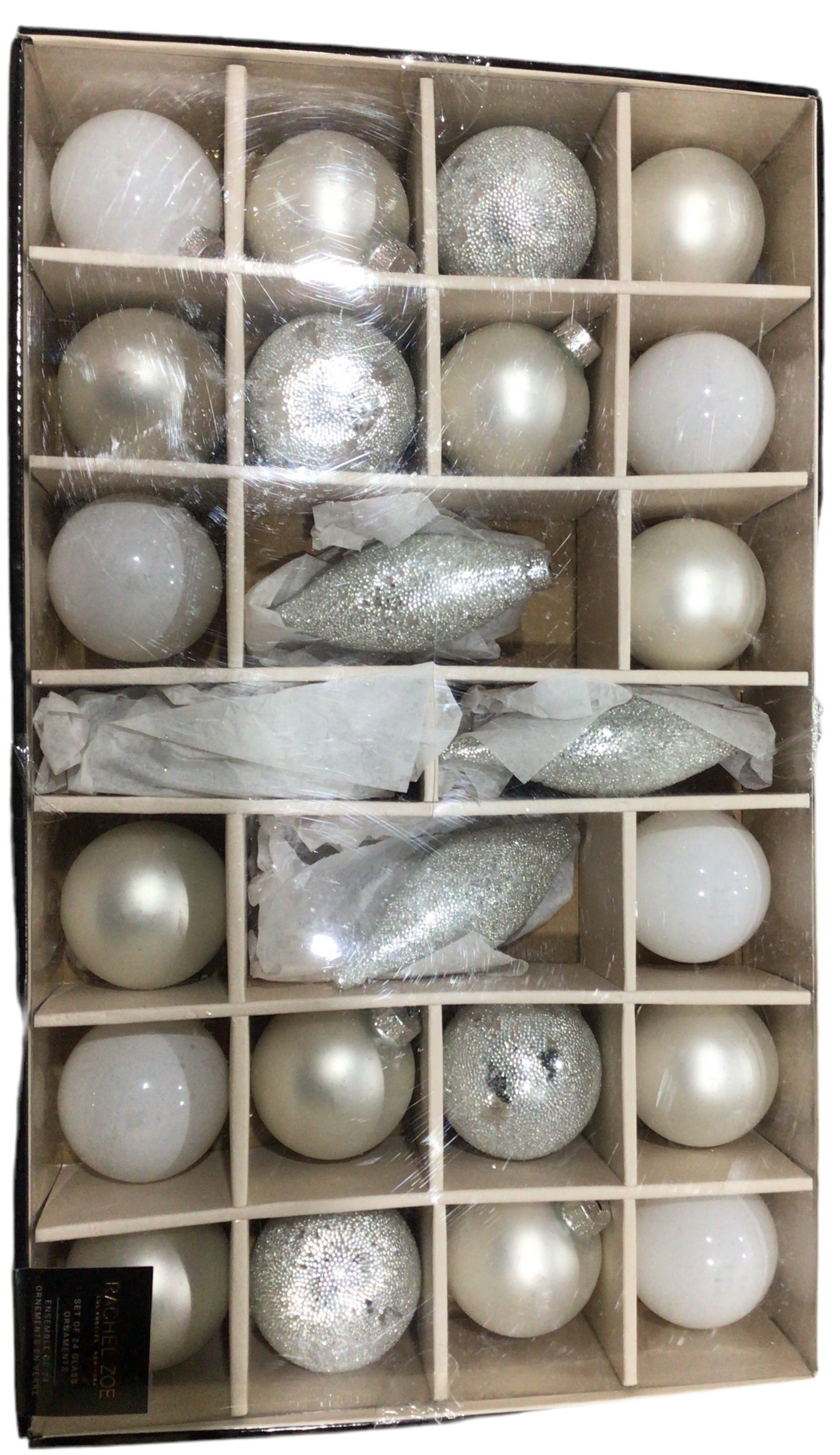 Esferas navideñas de vidrio Rachel Zoe 24pcs