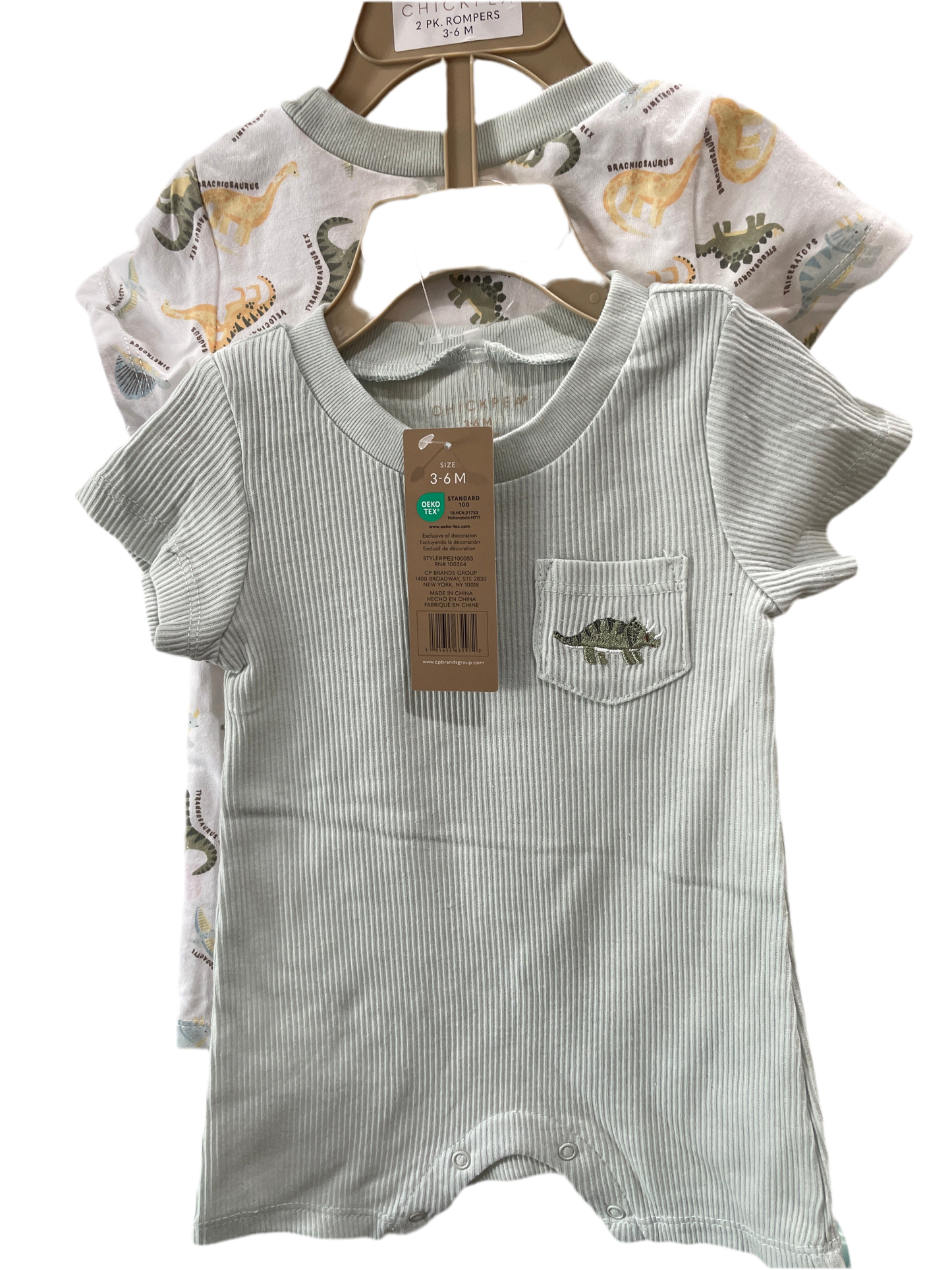 2pack Rompers Dinosaurio 3-6M