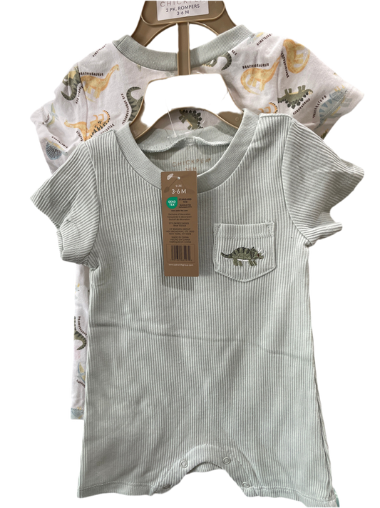 2pack Rompers Dinosaurio 3-6M