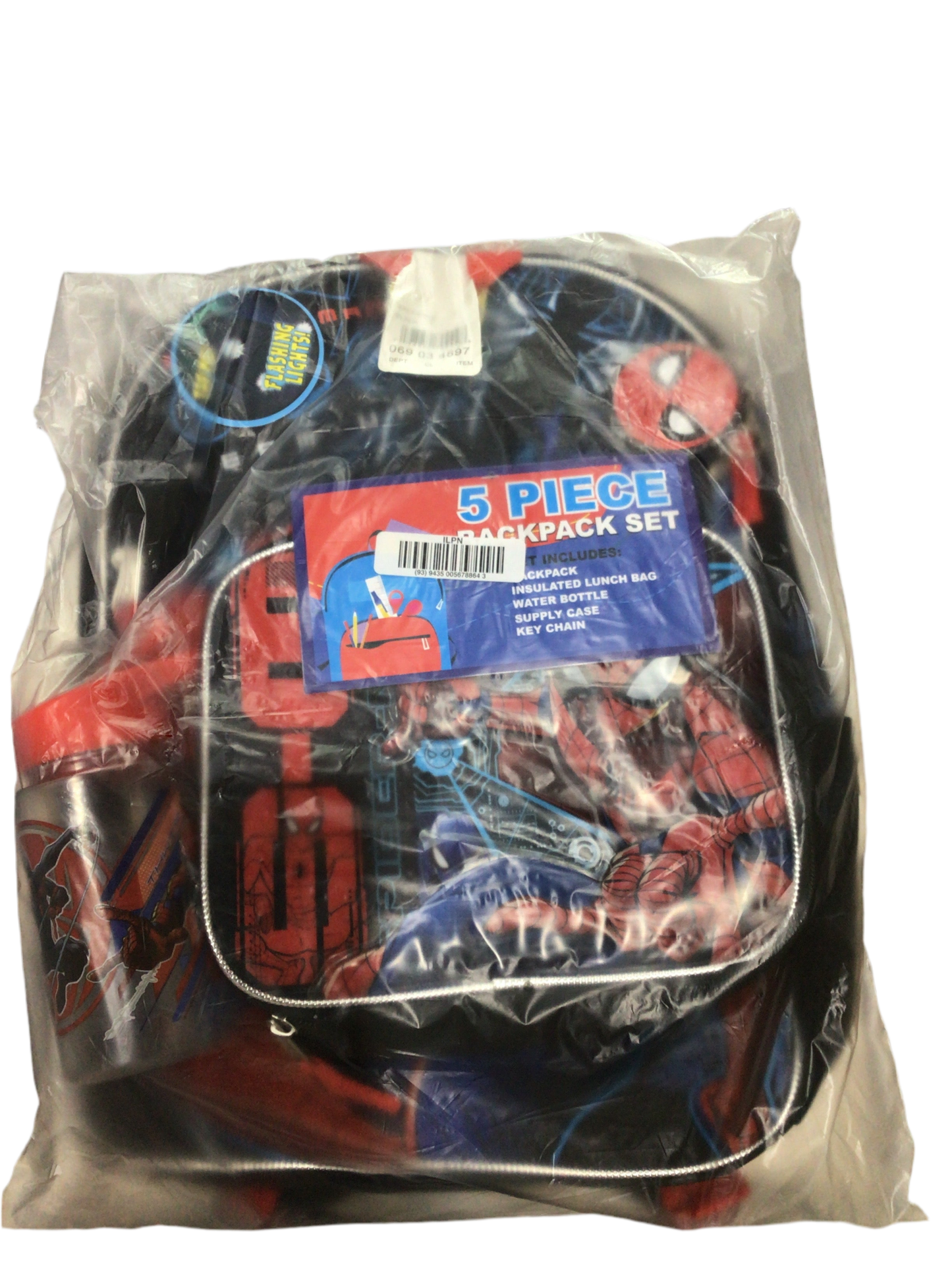 Mochila spiderman 5 piezas