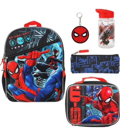 Mochila spiderman 5 piezas
